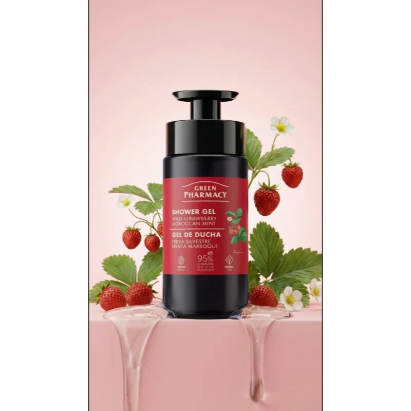 Green Pharmacy Wild Strawberry & Moroccan Mint Oil tusfürdő gél 739 ml