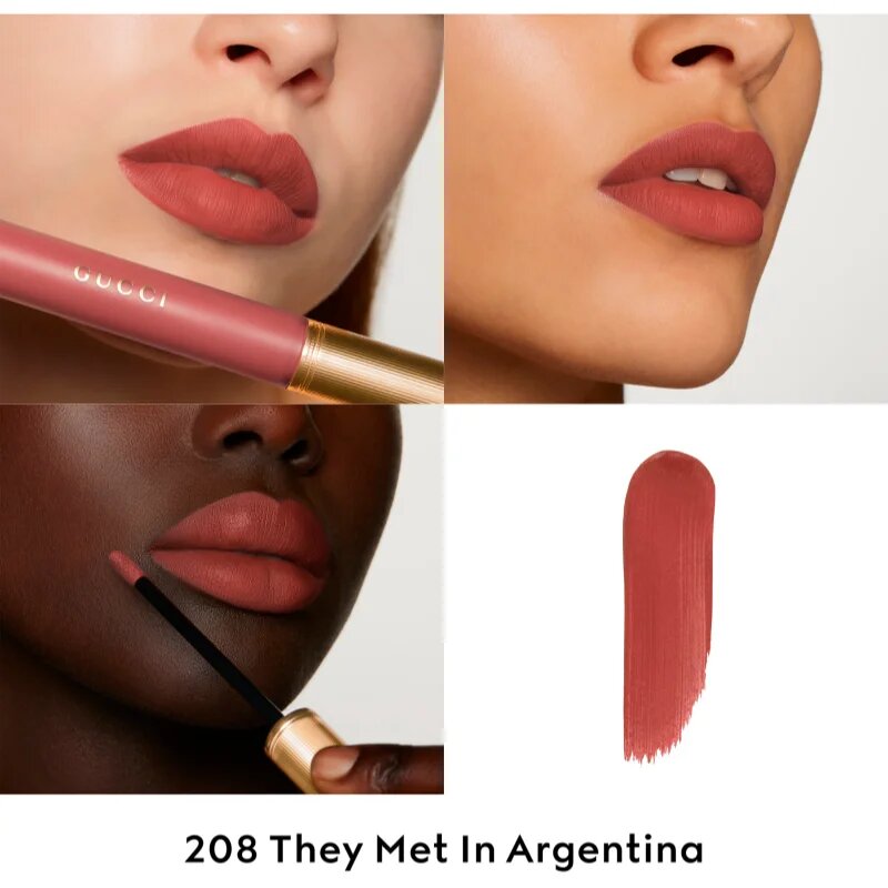 Gucci Beauty Rouge à Lèvres Matte Lipstick mattító folyékony rúzs árnyalat 208 They Met in Argentina 6.5 ml