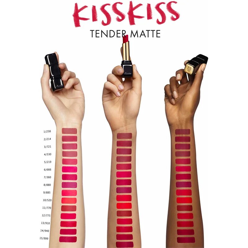 GUERLAIN KissKiss Tender Matte Ultra matt hosszantrató rúzs árnyalat 880 Caress Plum 2.8 g