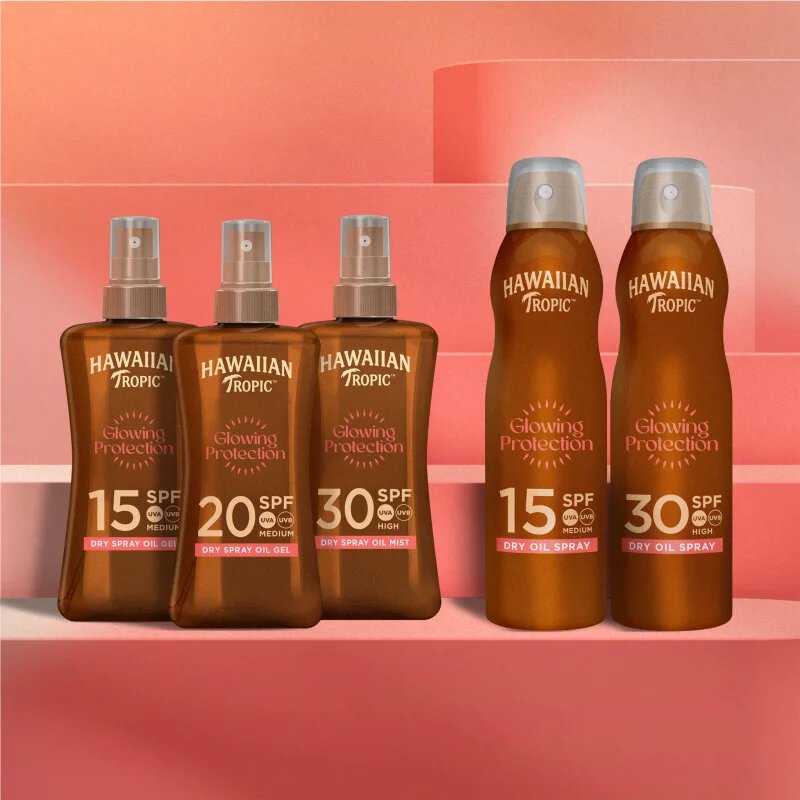 Hawaiian Tropic Glowing Protection Dry Oil Spray napvédő spray SPF 15 177 ml