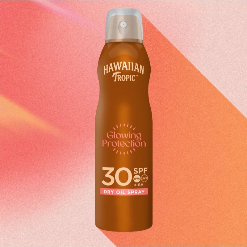 Hawaiian Tropic Glowing Protection Dry Oil Spray száraz napozó olaj spray formában SPF 30 180 ml