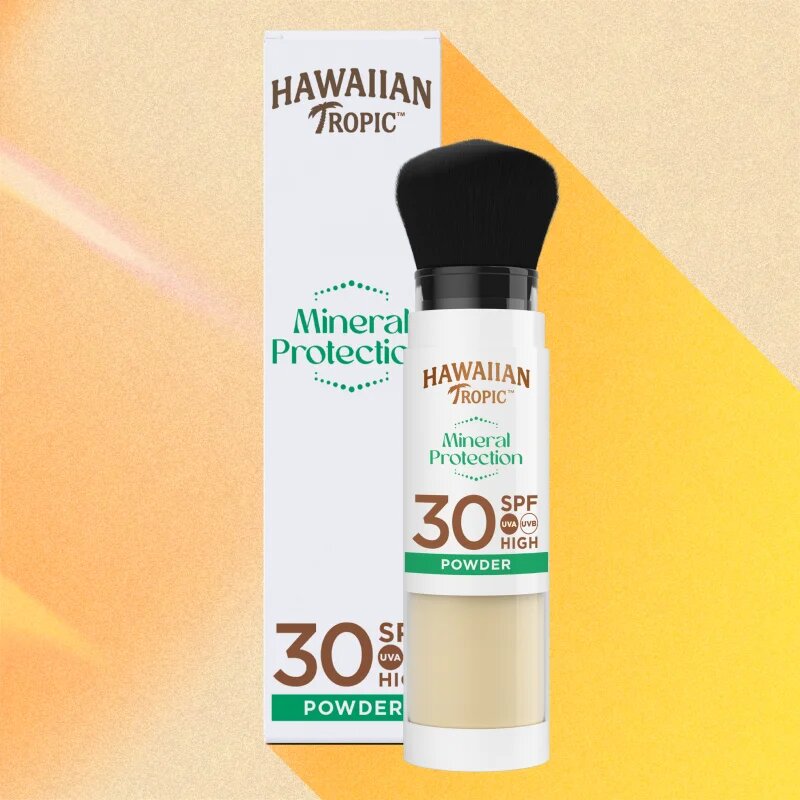 Hawaiian Tropic Mineral Protection Powder Brush vízálló és védő napozó púder SPF 30 4.25 g