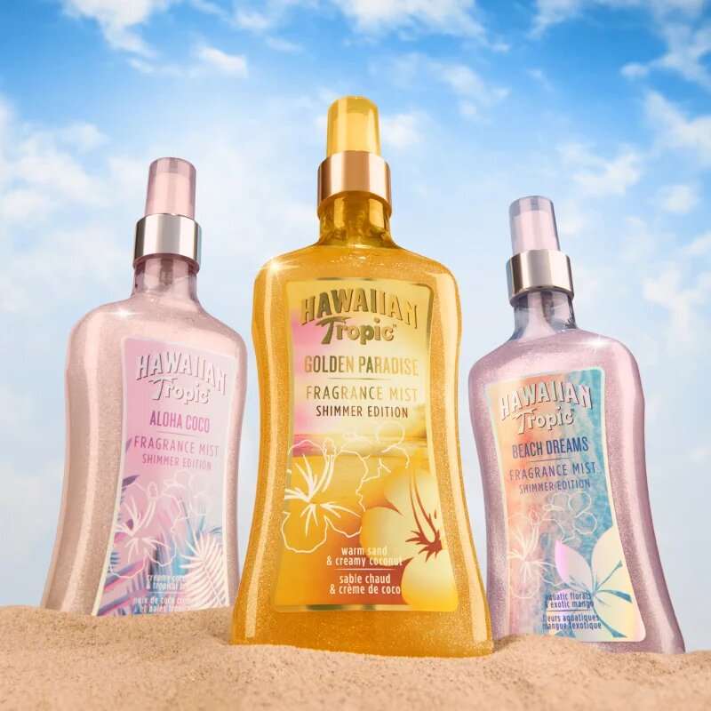 Hawaiian Tropic Perfumes Golden Paradise Shimmer testápoló spray csillámporral hölgyeknek 250 ml