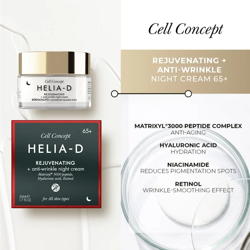 Helia-D Cell Concept éjszakai fiatalító krém 65+ 50 ml