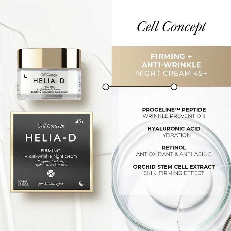 Helia-D Cell Concept feszesítő éjszakai ráncellenes krém 45+ 50 ml