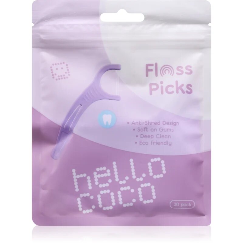 Hello Coco Floss Picks fogpiszkáló fogselyemmel 30 db