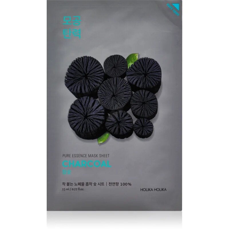Holika Holika Pure Essence Charcoal aktív szén tartalmú tisztító gézmaszk 23 ml