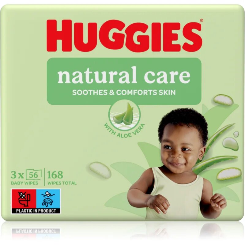 Huggies Natural Care tisztító törlőkendő 3x56 db