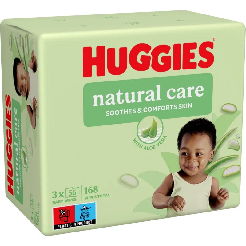 Huggies Natural Care tisztító törlőkendő 3x56 db
