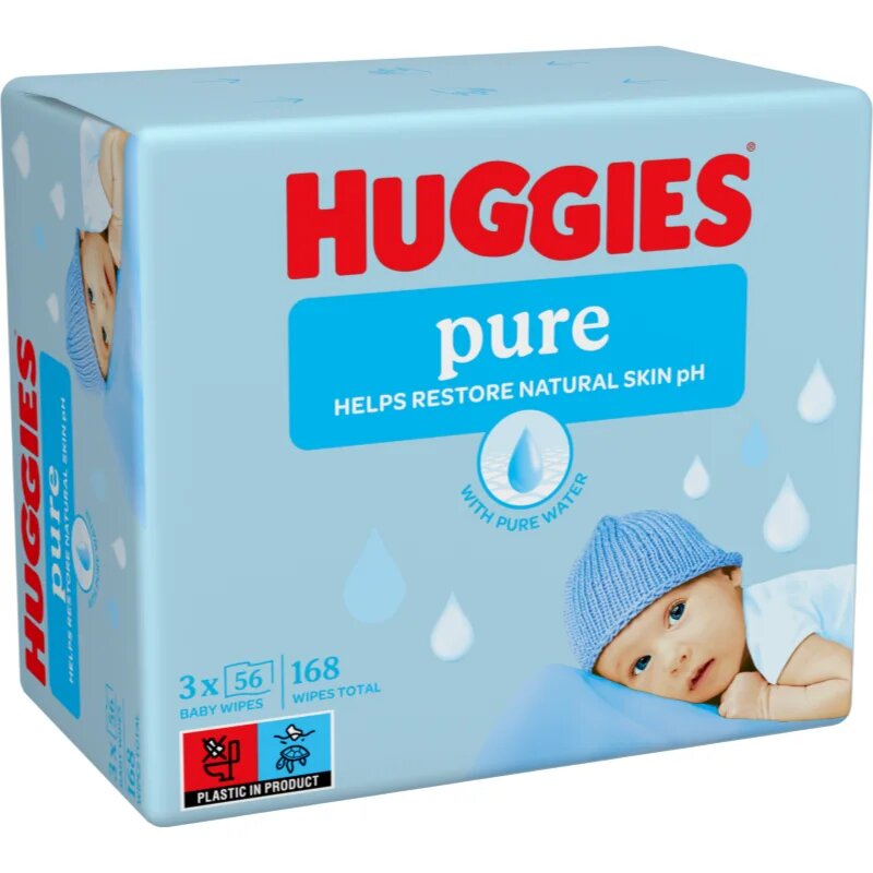 Huggies Pure tisztító törlőkendő 3x56 db