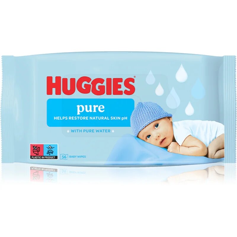 Huggies Pure tisztító törlőkendő gyermekeknek születéstől kezdődően 56 db