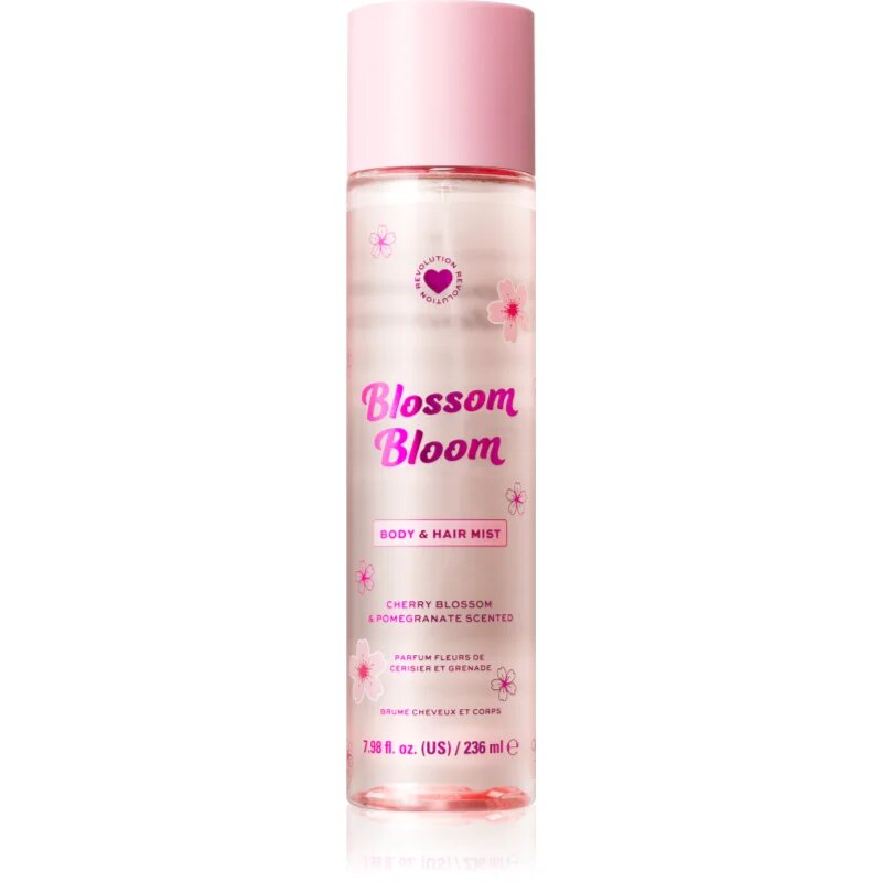 I Heart Revolution Blossom Bloom illatosított haj- és testpermet hölgyeknek árnyalat Cherry Blossom & Pomegranate 236 ml