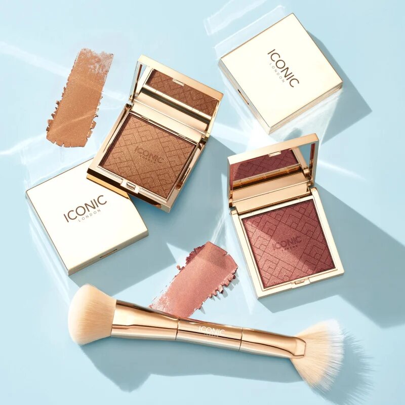 ICONIC London Cheek Glow Duo Brush kétoldalas ecset 1 db