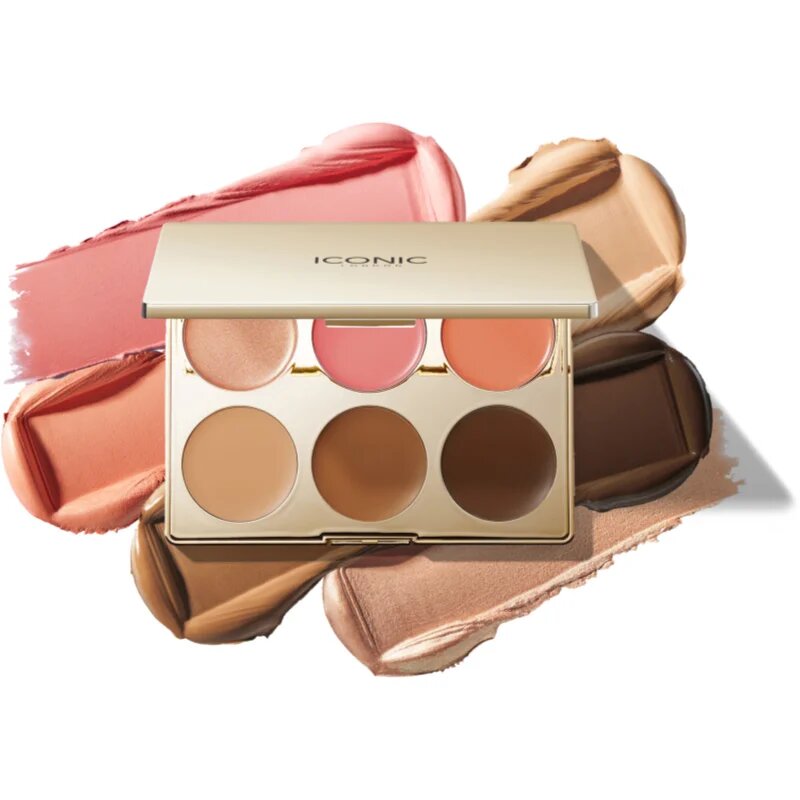 ICONIC London Multi-Use Cream Blush Bronze and Highlight Palette multifunkciós arc paletta az arcra 6x3.2 g