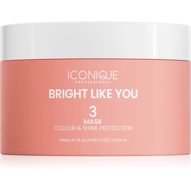 ICONIQUE Professional BRIGHT LIKE YOU Colour & Shine Protection Mask megújító védőpakolás festett hajra 200 ml