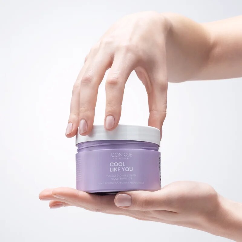 ICONIQUE Professional COOL LIKE YOU Perfect Blonde & Silver Violet haj maszk semlegesíti a sárgás tónusokat 200 ml