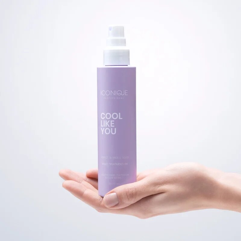 ICONIQUE Professional COOL LIKE YOU Perfect Blonde & Silver Violet leöblítést nem igénylő ápolás semlegesíti a sárgás tónusokat 150 ml