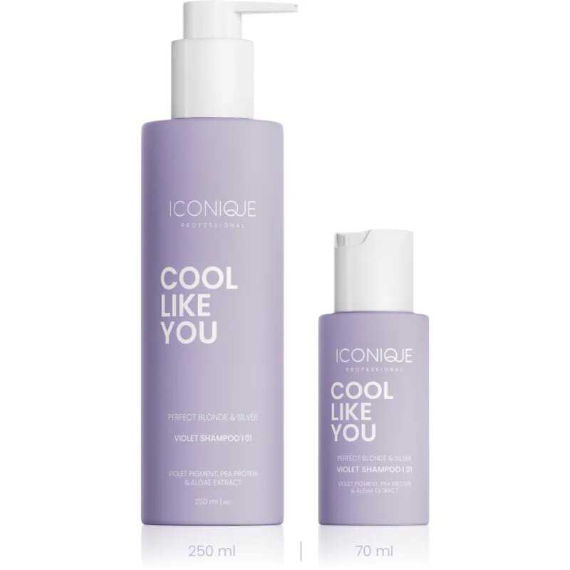 ICONIQUE Professional COOL LIKE YOU Perfect Blonde & Silver Violet sampon a sárga tónusok neutralizálására 250 ml