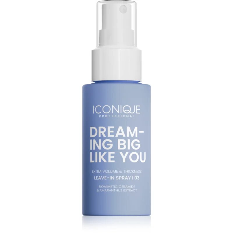 ICONIQUE Professional DREAMING BIG LIKE YOU Volume & Thickness leöblítést nem igénylő spray dúsabb hatásért gyenge hajra 70 ml