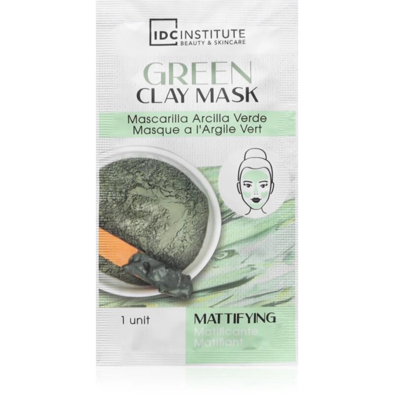 IDC INSTITUTE Green Clay Mask tisztító és mattító arcmaszk bambuszvajjal 3x8 g