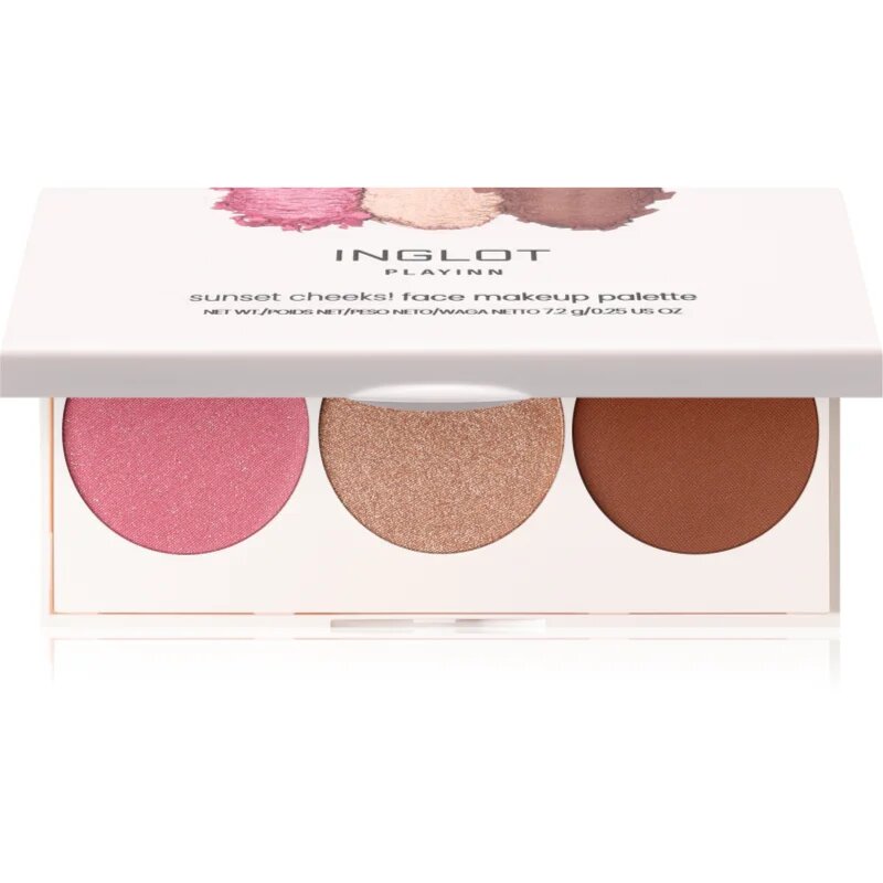 Inglot Face Palette fehérítő bronzosító és arcpirosító árnyalat GLOWOW 7.2 g