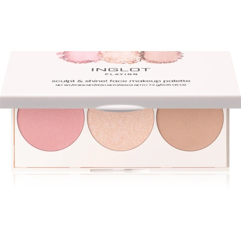 Inglot Face Palette fehérítő bronzosító és arcpirosító árnyalat Good Mood 7.2 g