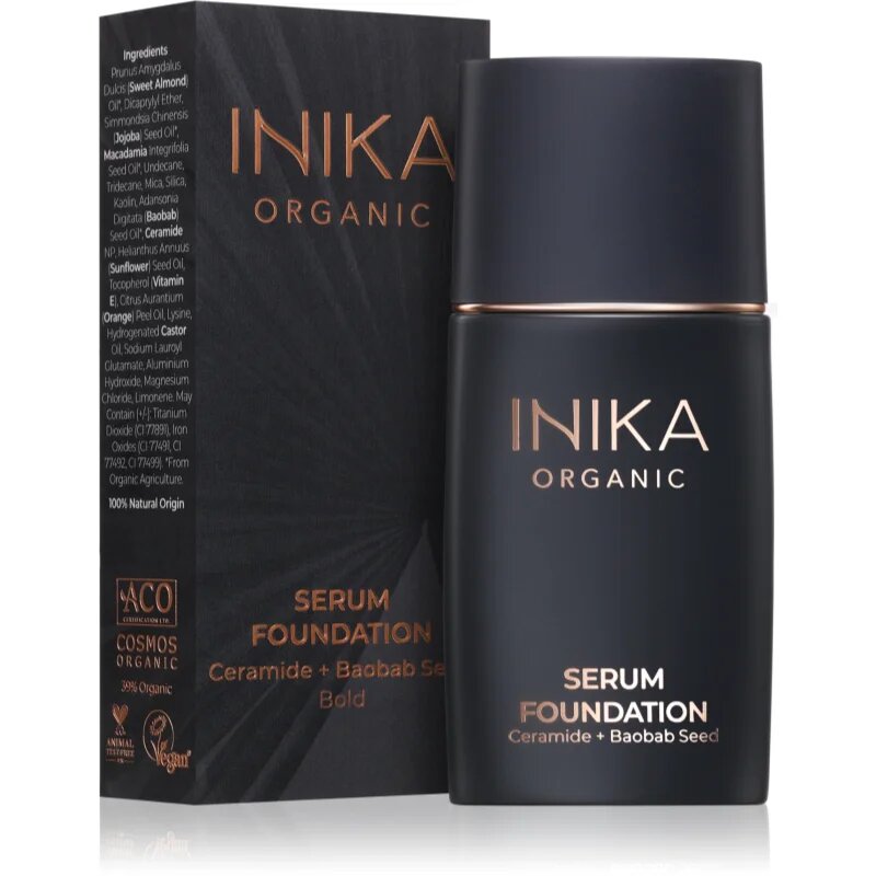 INIKA Organic Serum Foundation ápoló alapozó a gyönyörű arcbőrért árnyalat Bold 25 ml