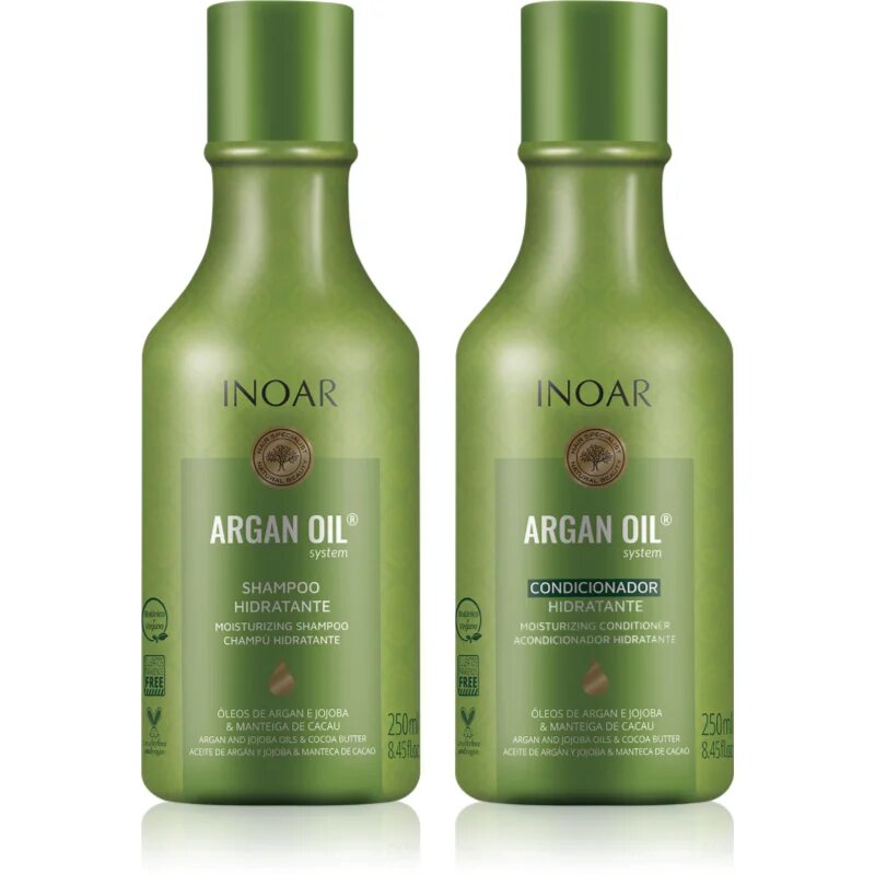 INOAR Argan Oil System szett a hidratálásért és a fényért 2x250 ml