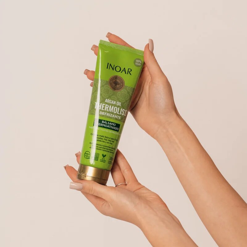 INOAR Argan Oil System Thermoliss kisimító balzsam hajra hővédelemmel 240 ml