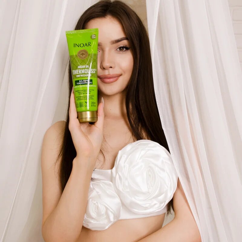INOAR Argan Oil System Thermoliss kisimító balzsam hajra hővédelemmel 240 ml