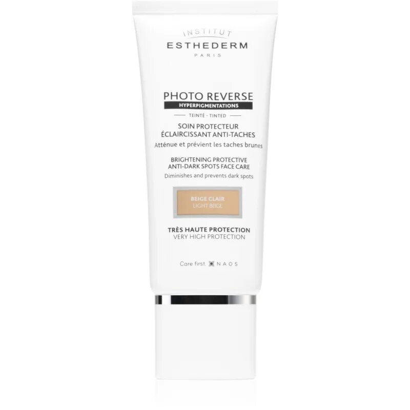 Institut Esthederm Photo Reverse Protective Anti-Dark Spots Tinted Face Care védő és tonizáló krém a pigmentfoltok ellen magas UV védelemmel árnyalat