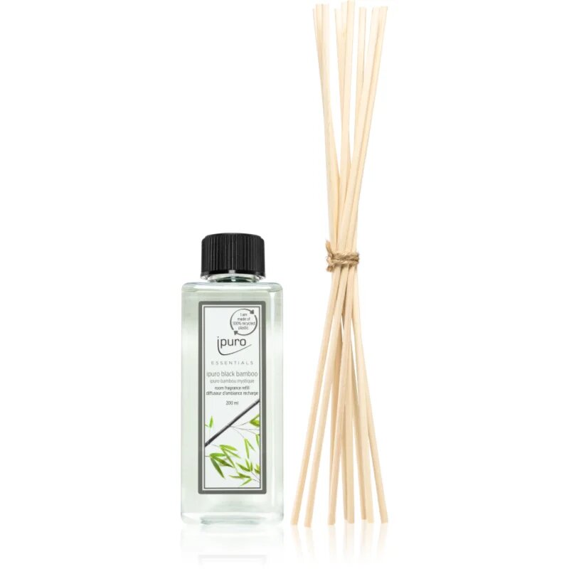 ípuro Essentials Black Bamboo Aroma diffúzor töltet + tartalék pálcák aroma diffúzorhoz 200 ml