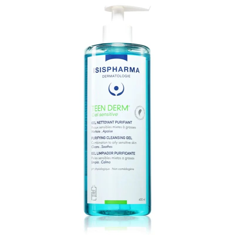 ISISPHARMA Teen Derm Gel Sensitive tisztító gél az aknéra hajlamos zsíros bőrre 400 ml