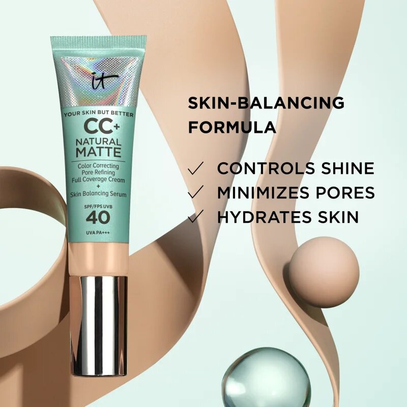 IT Cosmetics Your Skin But Better CC+ Natural Matte CC krém matt hatásért SPF 40 Neutral Tan 32 ml