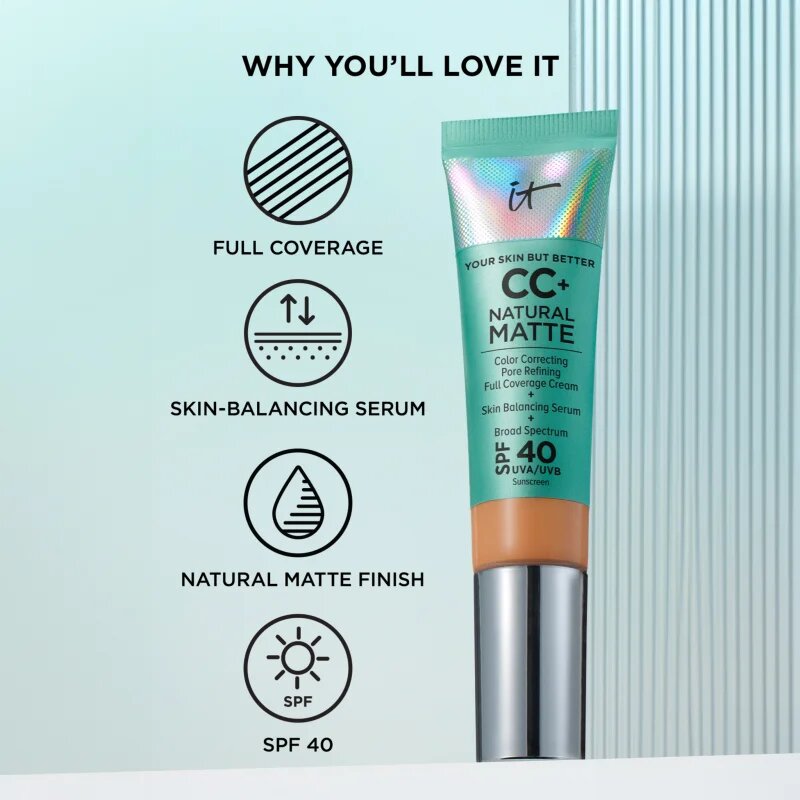 IT Cosmetics Your Skin But Better CC+ Natural Matte CC krém matt hatásért SPF 40 Neutral Tan 32 ml