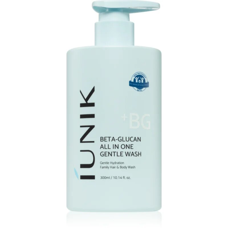 iUnik Beta Glucan All In One Gentle Wash finoman tisztító hab arcra testre és hajra 300 ml