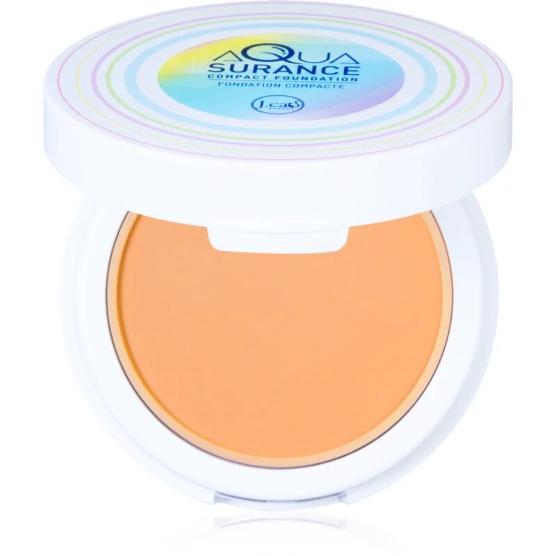 J.Cat Beauty Aquasurance kompakt púderes alapozó közepes vagy teljes fedésért árnyalat 102A Light Beige 9 g