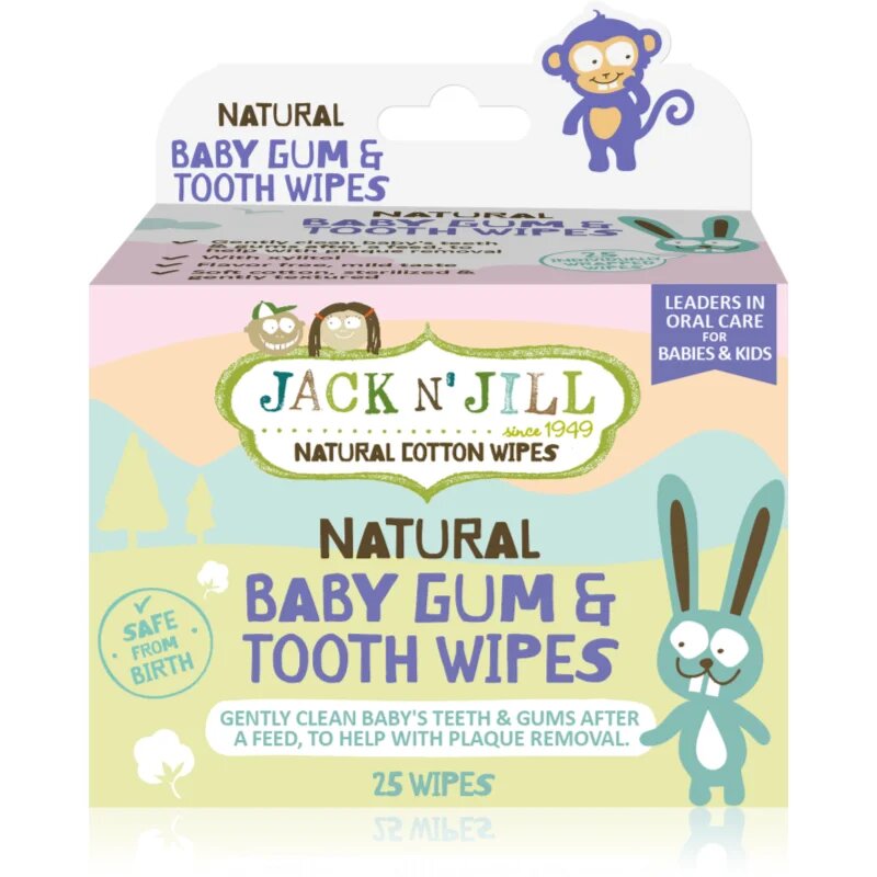 Jack N’ Jill Natural nedves törlőkendők a fogak és a fogíny védelmére 25 db
