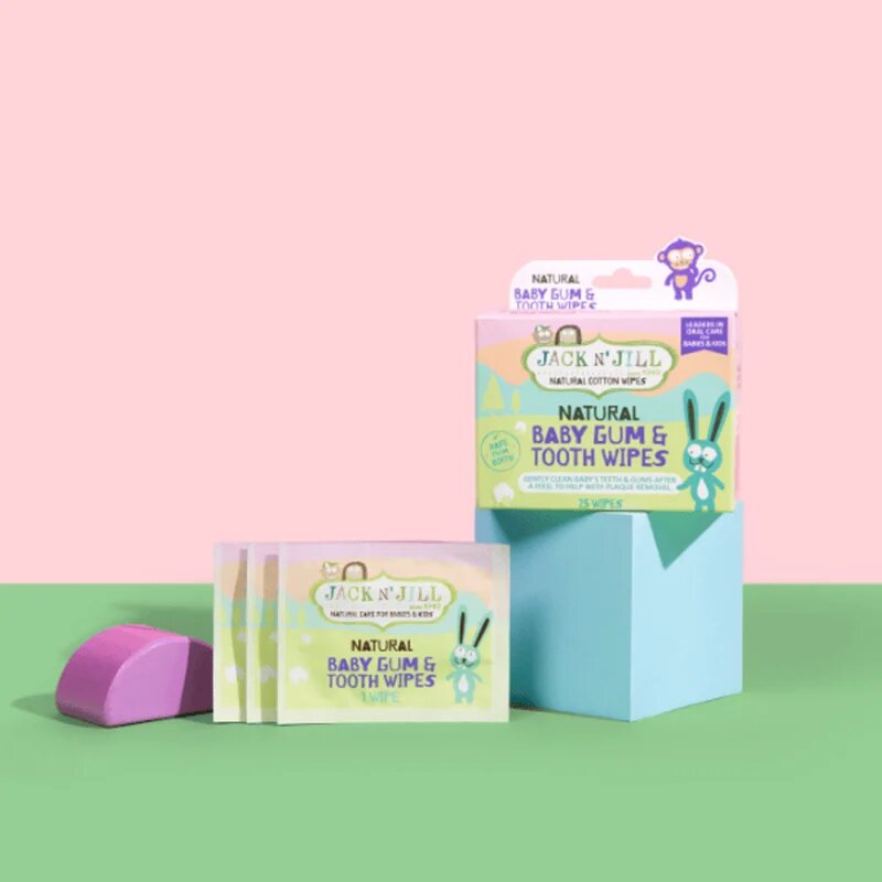 Jack N’ Jill Natural nedves törlőkendők a fogak és a fogíny védelmére 25 db