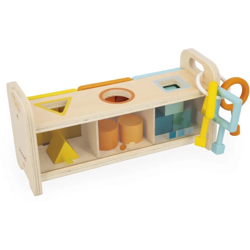 Janod Shape Sorter Box with Keys interaktív formaberakó játék 18m+ 1 db