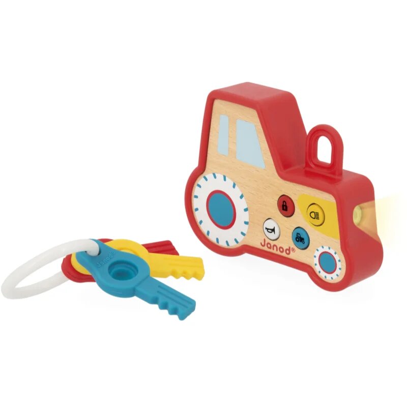 Janod Sound and Light Tractor Keychain interaktív játék fából készült 18m+ 1 db