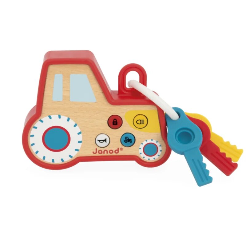 Janod Sound and Light Tractor Keychain interaktív játék fából készült 18m+ 1 db