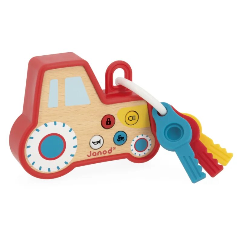 Janod Sound and Light Tractor Keychain interaktív játék fából készült 18m+ 1 db