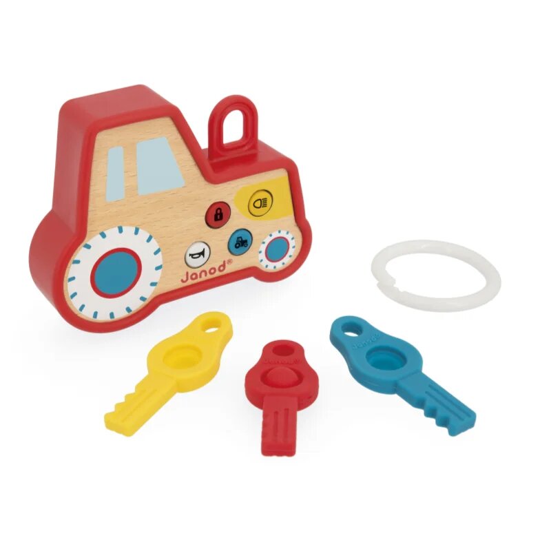 Janod Sound and Light Tractor Keychain interaktív játék fából készült 18m+ 1 db