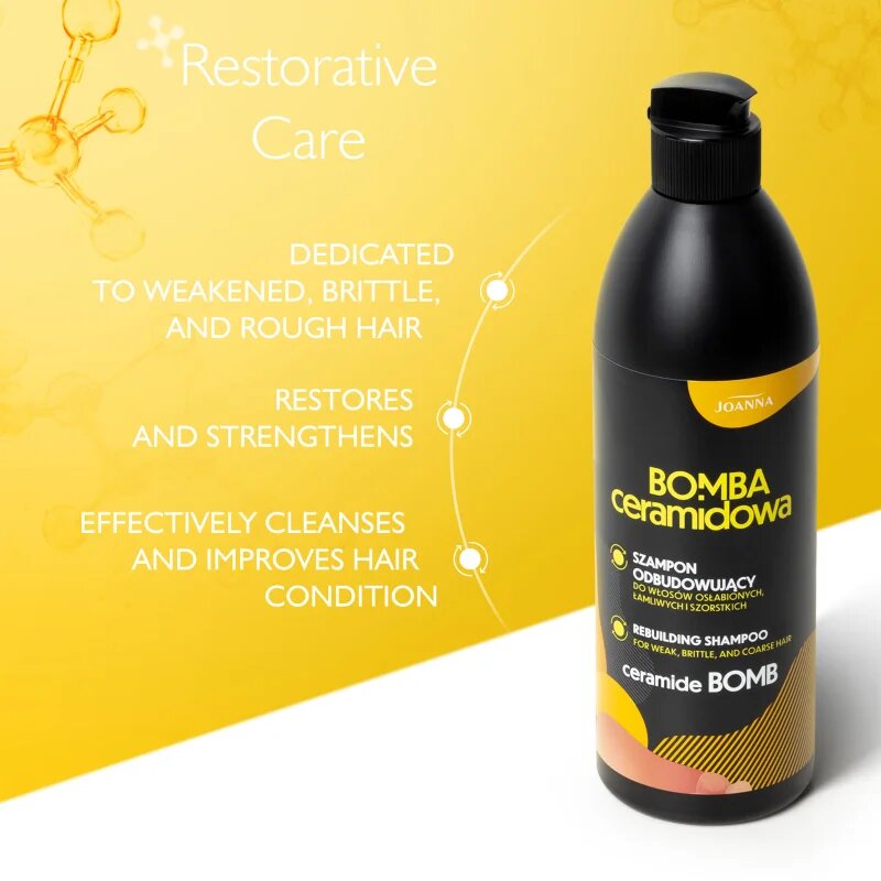 Joanna Ceramide Bomb Rebuilding Shampoo regeneráló sampon a töredezett károsult hajra 500 ml