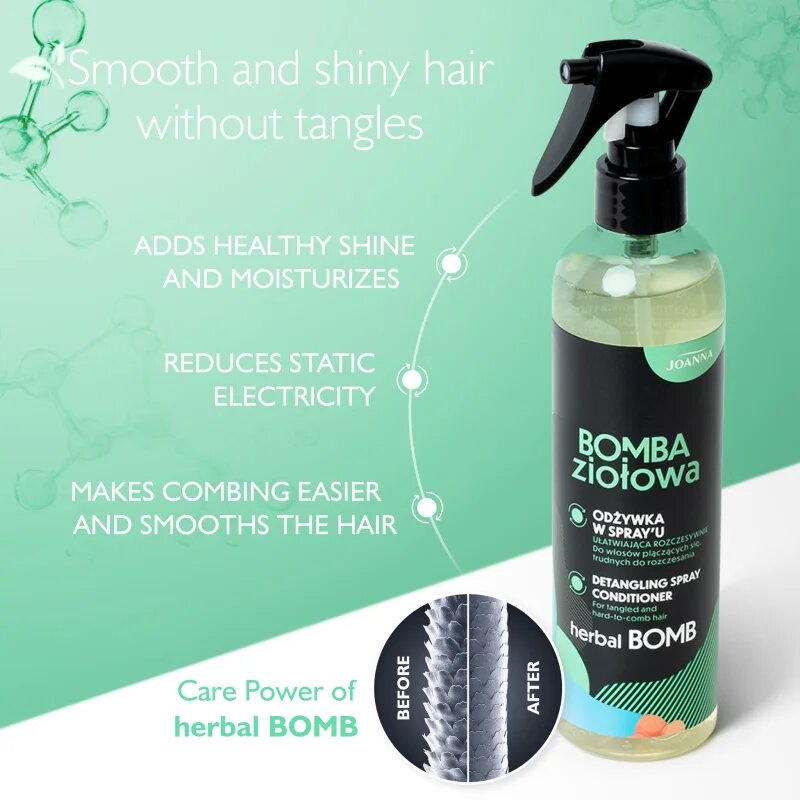 Joanna Herbal Bomb Detangling Spray Conditioner spray a könnyű kifésülésért 300 ml
