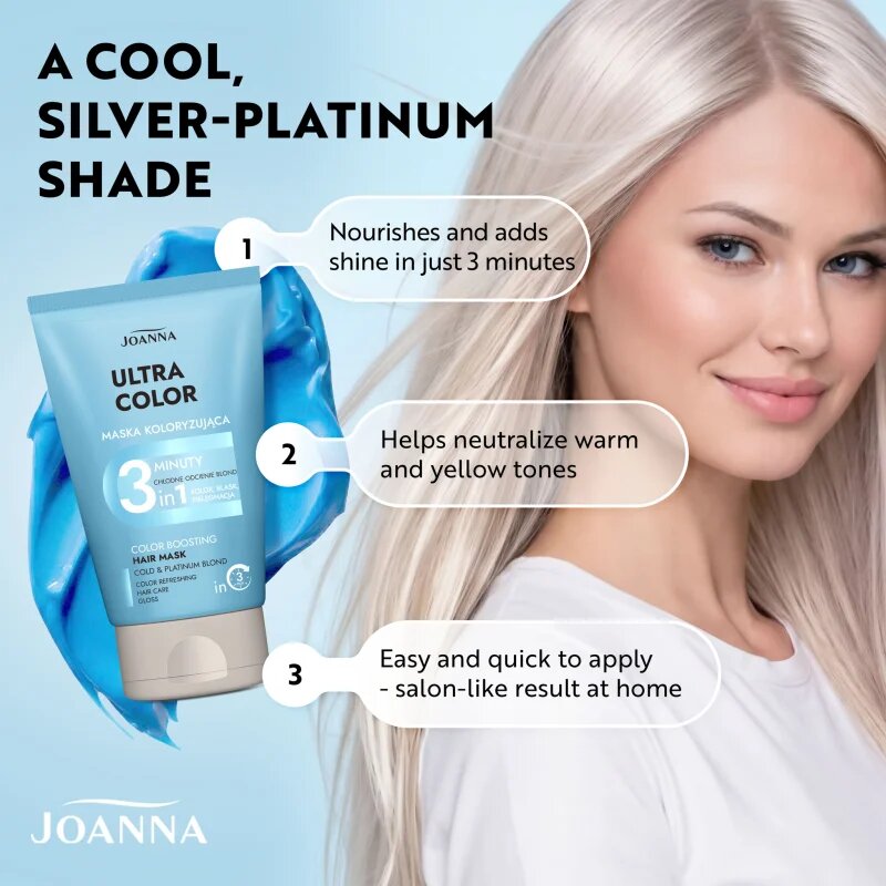 Joanna Ultra Color Cold Platinum Blond Shades 3 Minutes tonizáló kondicionáló árnyalat Cold Platinum 100 g