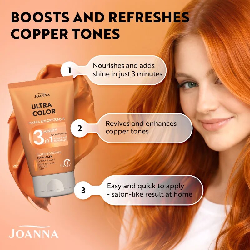 Joanna Ultra Color Cooper Shades 3 Minutes haj maszk a vörös árnyalatú hajra 100 g