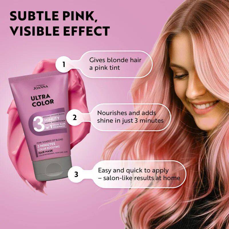Joanna Ultra Color Pink Shades 3 Minutes tonizáló kondicionáló árnyalat Pink 100 ml