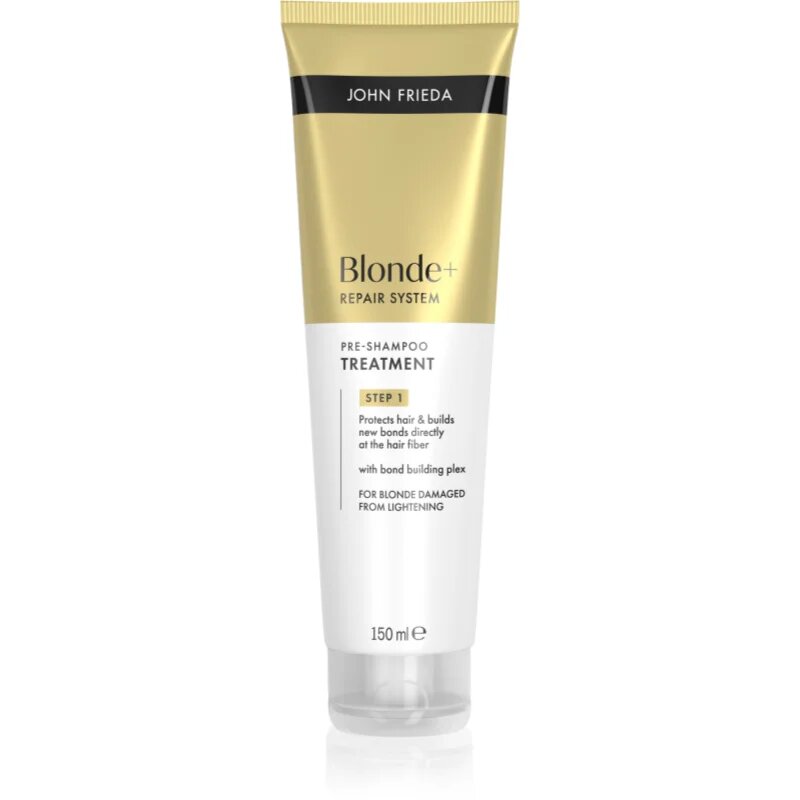 John Frieda Blonde+ Repair System Pre-shampoo Treatment sampon előtti ápolás a haj megerősítésére 150 ml